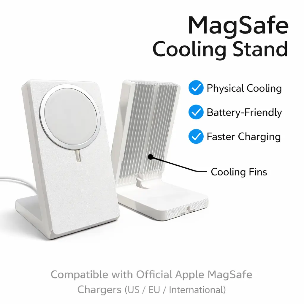 3D Printed Compatible with MagSafe Aluminum Alloy Heat Dissipation Stand