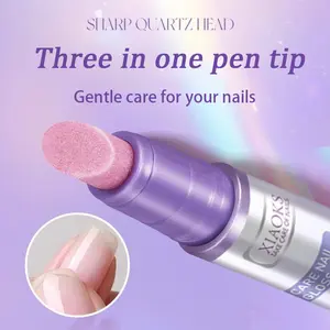 XIAOKS 3-in-1 Nail Care Essence Pen - Plant Oil Moisturizing Cuticle Oil, Dead Skin Remover, Nail Repair Brightening, Gentle Non-Damaging Quartz Nail Buffer Pen - 3.5ml