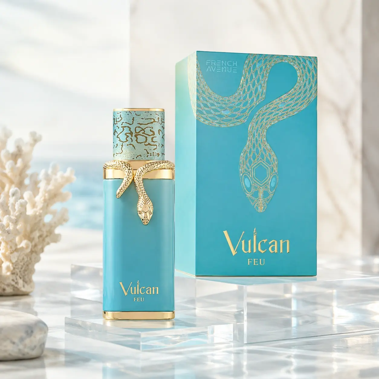 Vulcan Feu Unisex Eau de Parfum Spray, Oriental Woody with Mango and Ginger, 3.4 fl oz / 100 mL