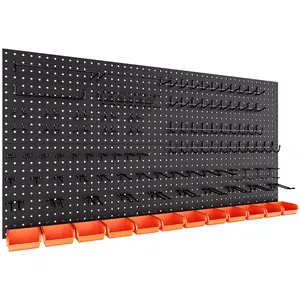 INCLY 48x24 Inch Metal Peg Board Kit with 1/4" Pegboard Hooks Accessories, 4PCS Pegboard Panels and 156PCS Black Pegboard Wall Organizer Tool Storage System for Garage Workbench Shed