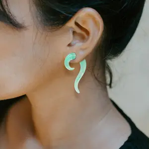 2 PC Glass Ear Tapers Plugs 8G-00G Seahorse Spiral Gauges Piercing Jewelry Set