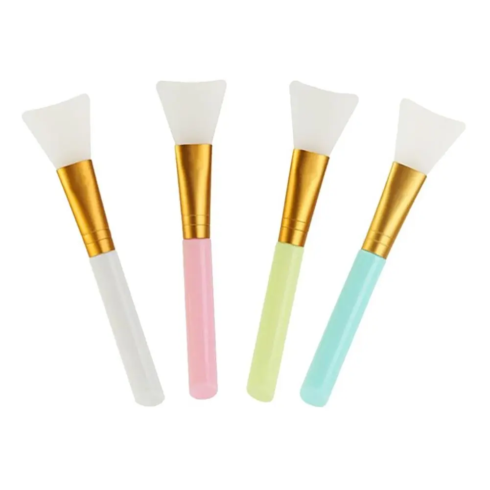 4-Piece Silicone Face Mask Applicator Brushes Set Kit - Lightweight Acrylic Handles, Hairless Design, Smooth Spread Tool for Clay, Mud, Charcoal Masks & Moisturizers, Soft Firm Skincare Cleansing Tool