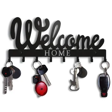 Metal Wall-Mounted Key Holder, Wall Mountable Welcome&home Design Hook, Fashionable Key Organizer, Ideal Home Decor, Orderly Key Storage, Wall Hanging, Home Entrance, Key Hooks, Key Hanger Wall Mount