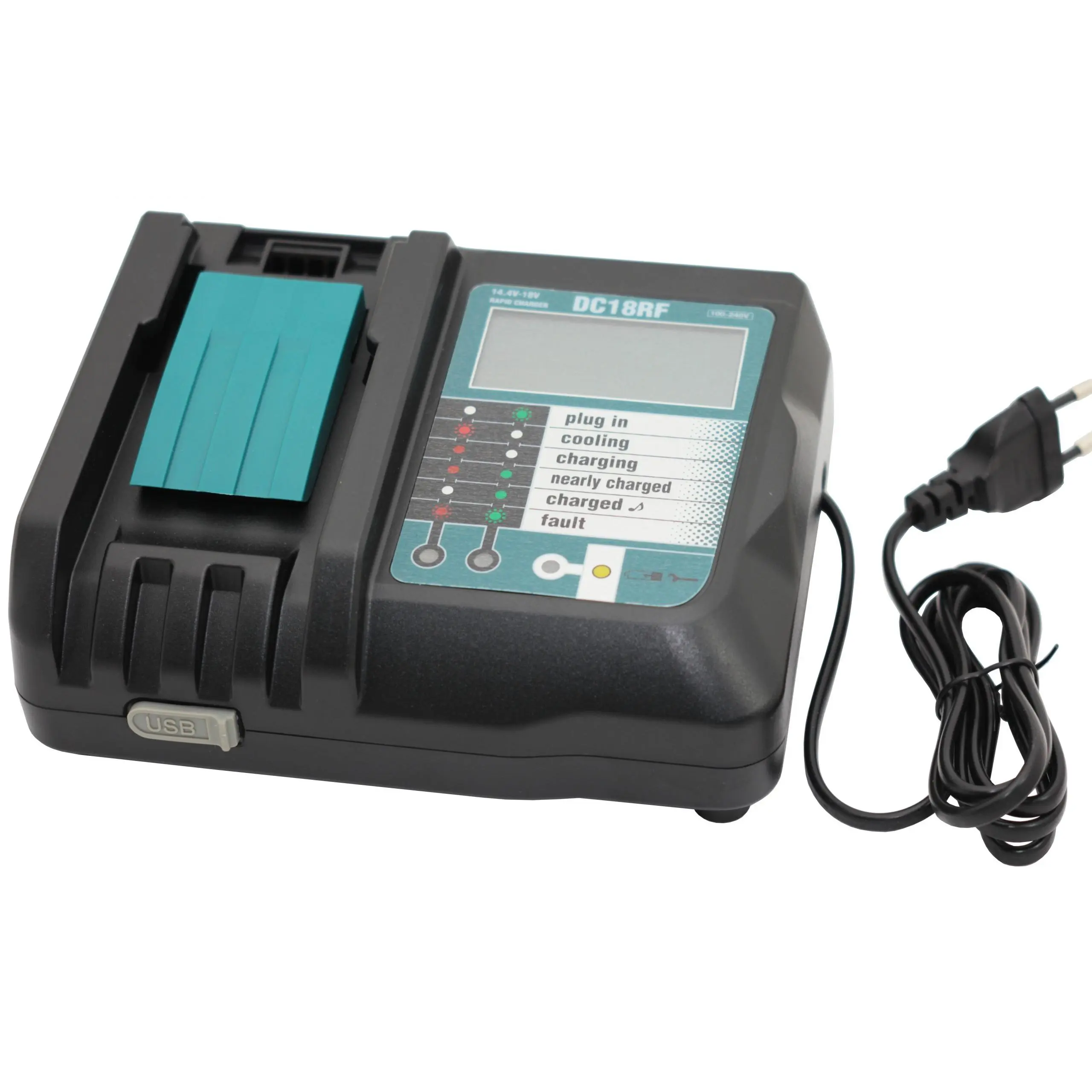 DC18RF Smart Charger with USB Port & Digital Display, 3.5A for Makita 14.4V/18V Lithium-Ion Batteries (BL1815, BL1820, BL1830, BL1840B, BL1860) Power Tool Accessories