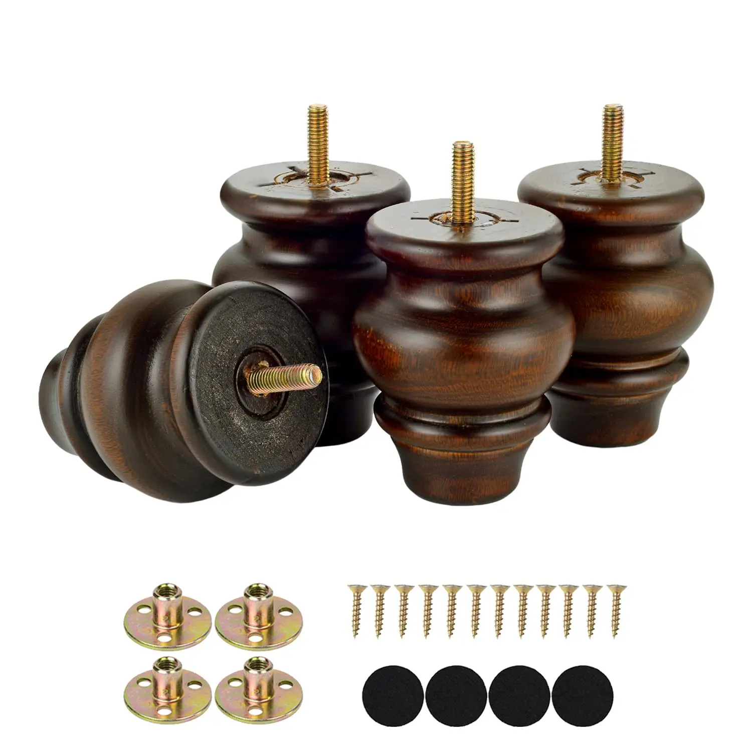 3 Inch Furniture Feet Wood Bun Set Of 4 Ottoman Couch Sofa Replacement