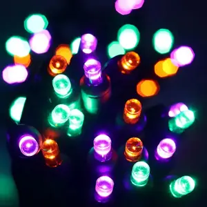50 5mm ColorSplash Spooky Green, Orange, Purple LED Christmas Lights, 6" Spacing