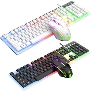 GT100 Wired Gaming Keyboard and Mouse Combo,RGB Colorful LED Backlight,Floating Keycaps, Mechanical Feel,Anti-Skid Roller,Comfortable Ergonomic Design,Durable Responsive Buttons for PC Gamers,Great for Home Gaming Office Daily Use,Ideal Gift