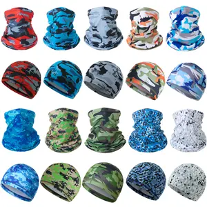 5PCS Camo Neck Gaiter Scarf Skull Cap, Ice Silk Cooling Sun UV Protection Balaclava Face Mask for Outdoor Activities