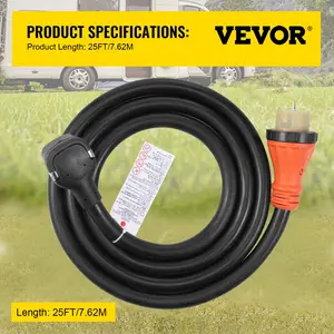 Summervibes VEVOR Heavy Duty Generator Cord, 25 Feet Generator Power Cord, 50AMP ETL Listed Cord, 12000 W Cable, NEMA 14-50P Generator Plug, SS2-50R Extension Cord, 125/250V Generator Wire with Portable Strap