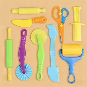 Dough Tool Set 9 Pcs Basic Dough Tools Kit for Kids, Creative Dough Accessories with Cutters Roller and Rolling Pins, Ideal Gift for Children