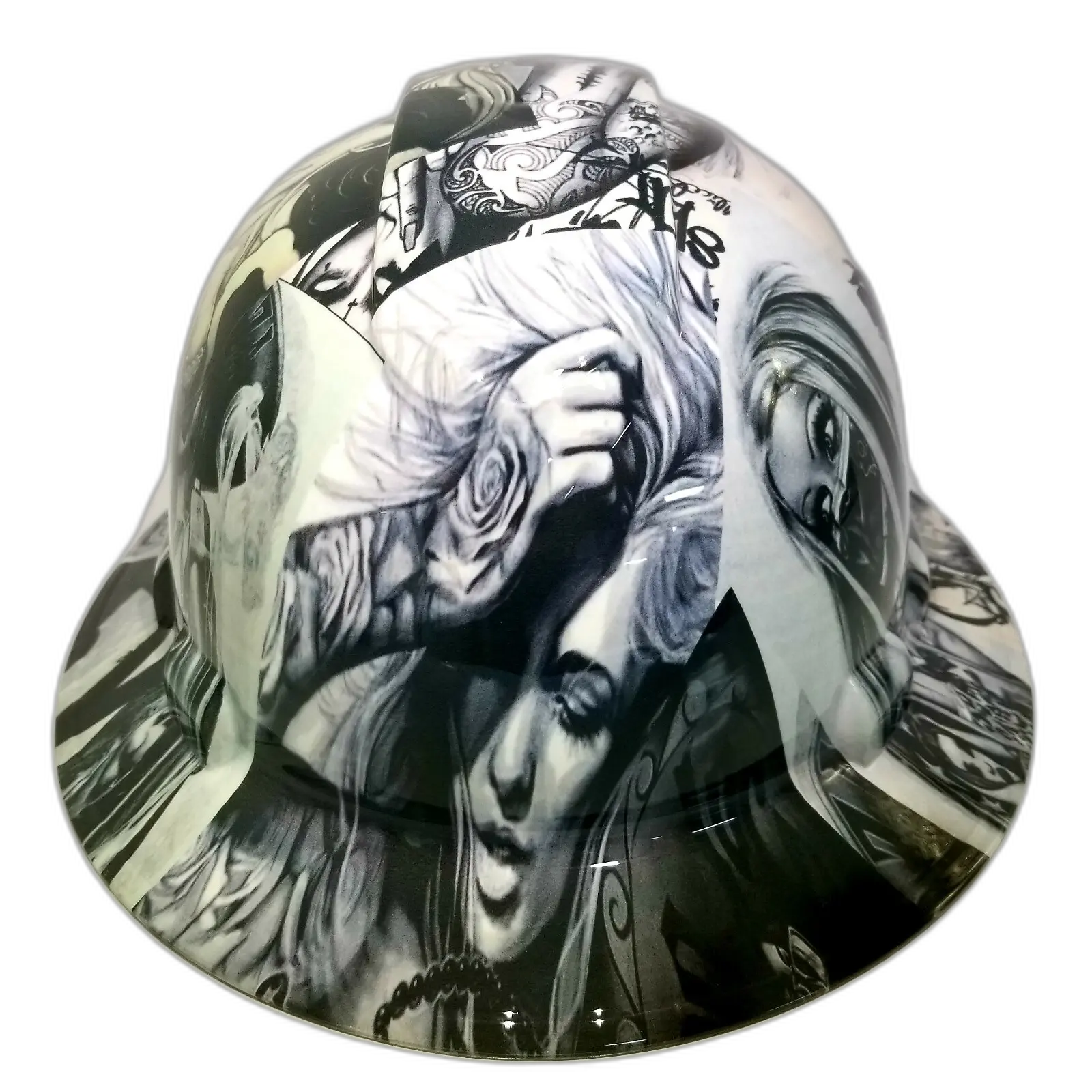 Chicano Art Girls & Roses - Custom Hydro Dipped Full Brim Hard Hat