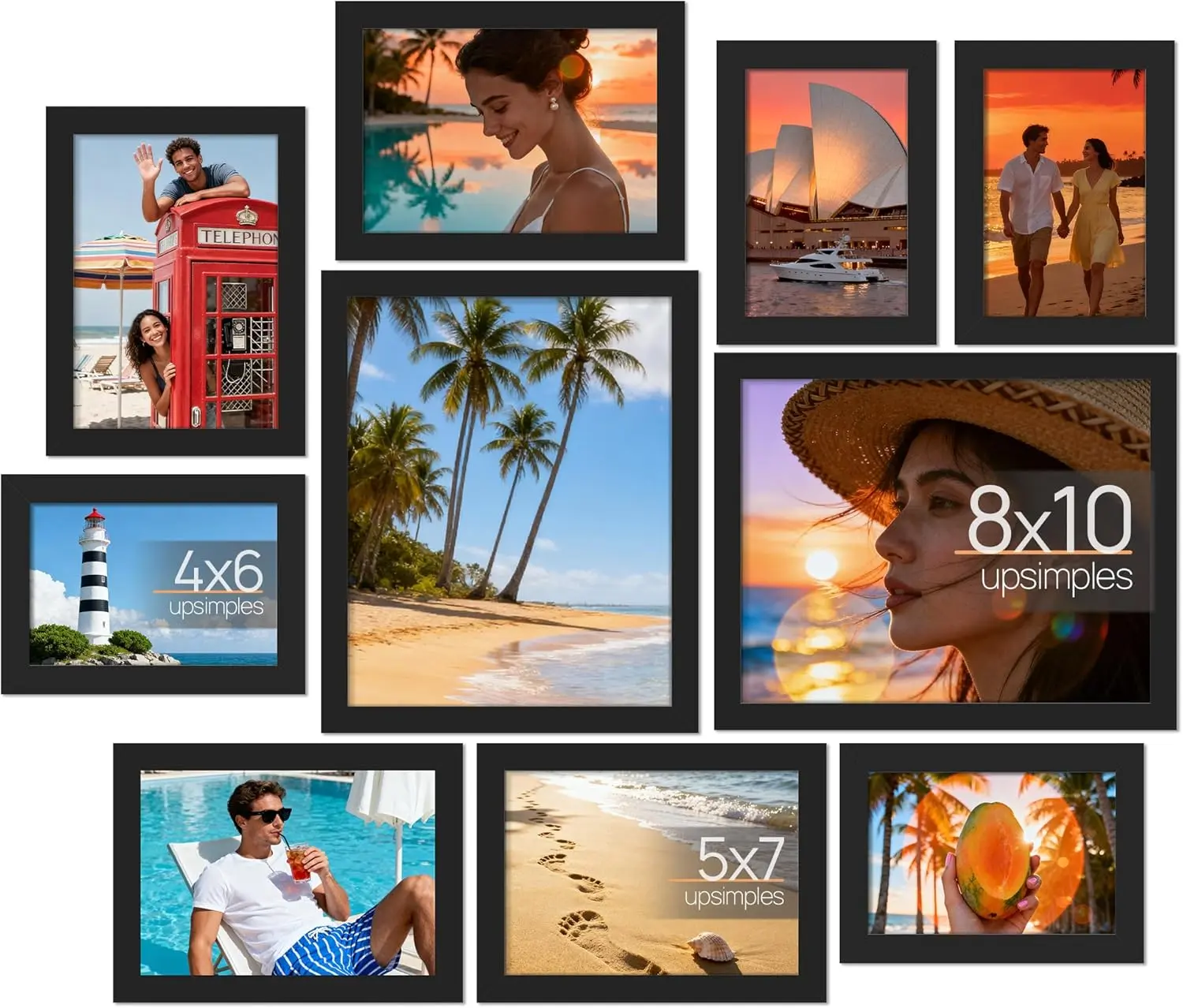 10 Pack Picture Frames Collage Wall Decor for Mounting or Tabletop Display, Photo Gallery Frame Set for Family, Multi Sizes Including 8x10, 5x7, 4x6, Black