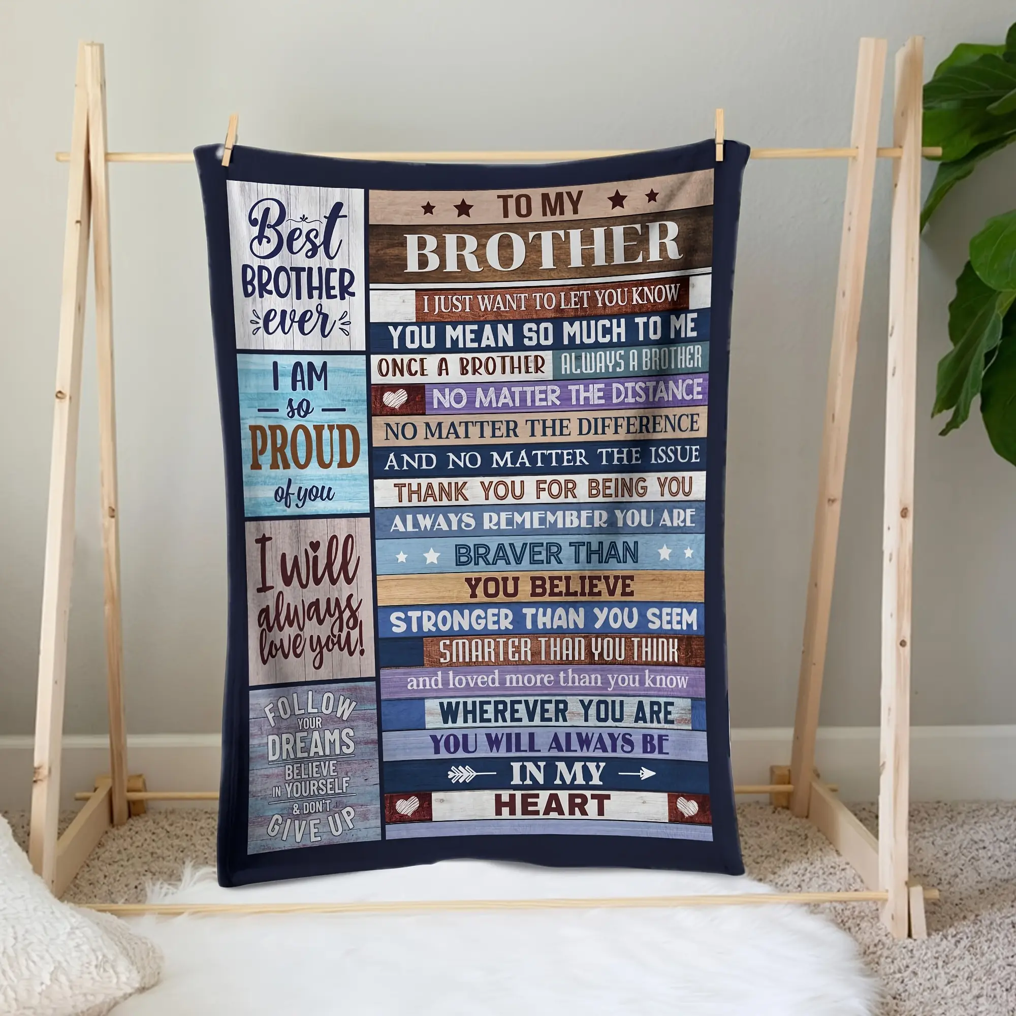 Brother Gift Flannel Blanket, Sister Gifts for Brothers, Adult Christmas Birthday Present, Cozy Plush Throw for Him, Slogan Print Blanket, Graphic Throw Blanket