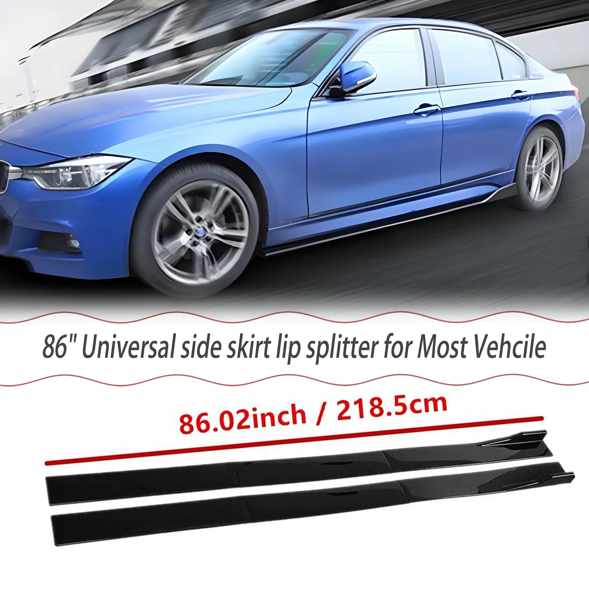 MUTUSAISI 86"Universal side skirt extension lip splitter rocker panel for most Vehicles