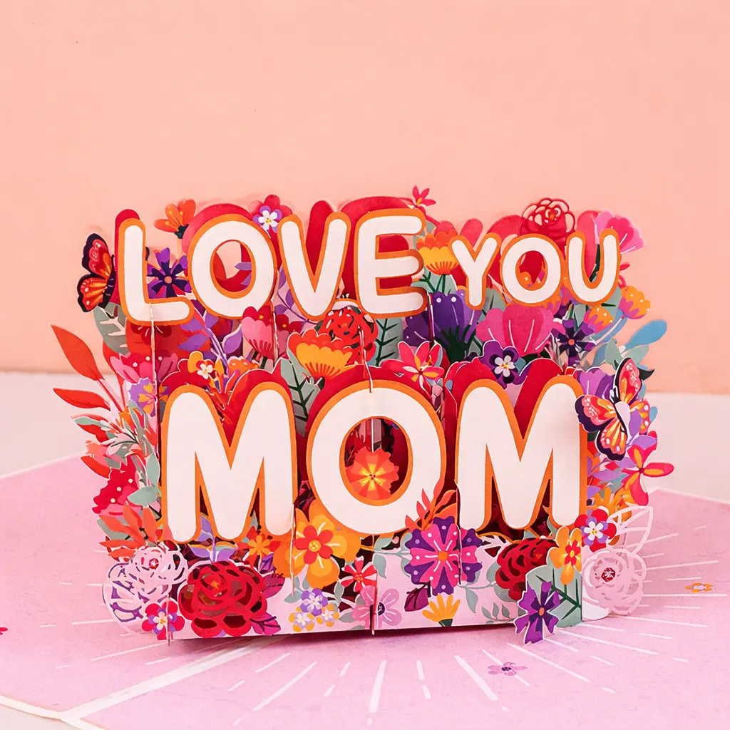 Best Mom Ever Mother's Day Card,  3D Popup Greeting Card with Flowers and Letter 'Love You Mom' Unique Thoughtful Gifts for Mom, Wife, Grandma, Birthday, Anniversary, Get well, Thank You