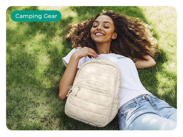 BAGSMART Quilted Laptop Backpack for Women–Regular Size with 32OZ Pockets Water-Resistant College & Travel Backpack, Fits 15.6”Laptop and Mini Size(11.4" × 8.2" × 4.3") Fits 9.7”Laptop TikTokShopHolidayHaul