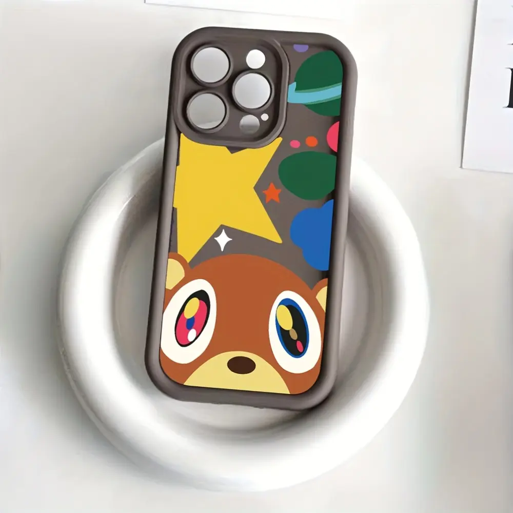Kanye-Themed Cartoon Art Waterproof TPU Soft Back Smartphone Case - Drop Proof, Compatible with iPhone Series (17,16,15,14,13,12,11 Pro Max Plus) and Samsung Devices, Animal, Colorful