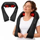 【HSA/FSA Eligible】Medcursor Neck & Shoulder Shiatsu Massager Device with Heat - 16 Deep-Kneading Nodes, Adjustable Intensity, Durable Portable Faux Leather Relaxer with Handle, Self Care Durable Birthday Gift for Men, Gifts for Adults
