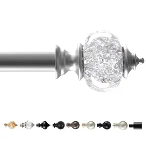 Deconovo Curtain Rods for Windows 48 to 84 Inches, Standard Adjustable Decorative Single Window Curtain Rod Set, 3/4 Inch Diameter Steel Tube with Black Finish