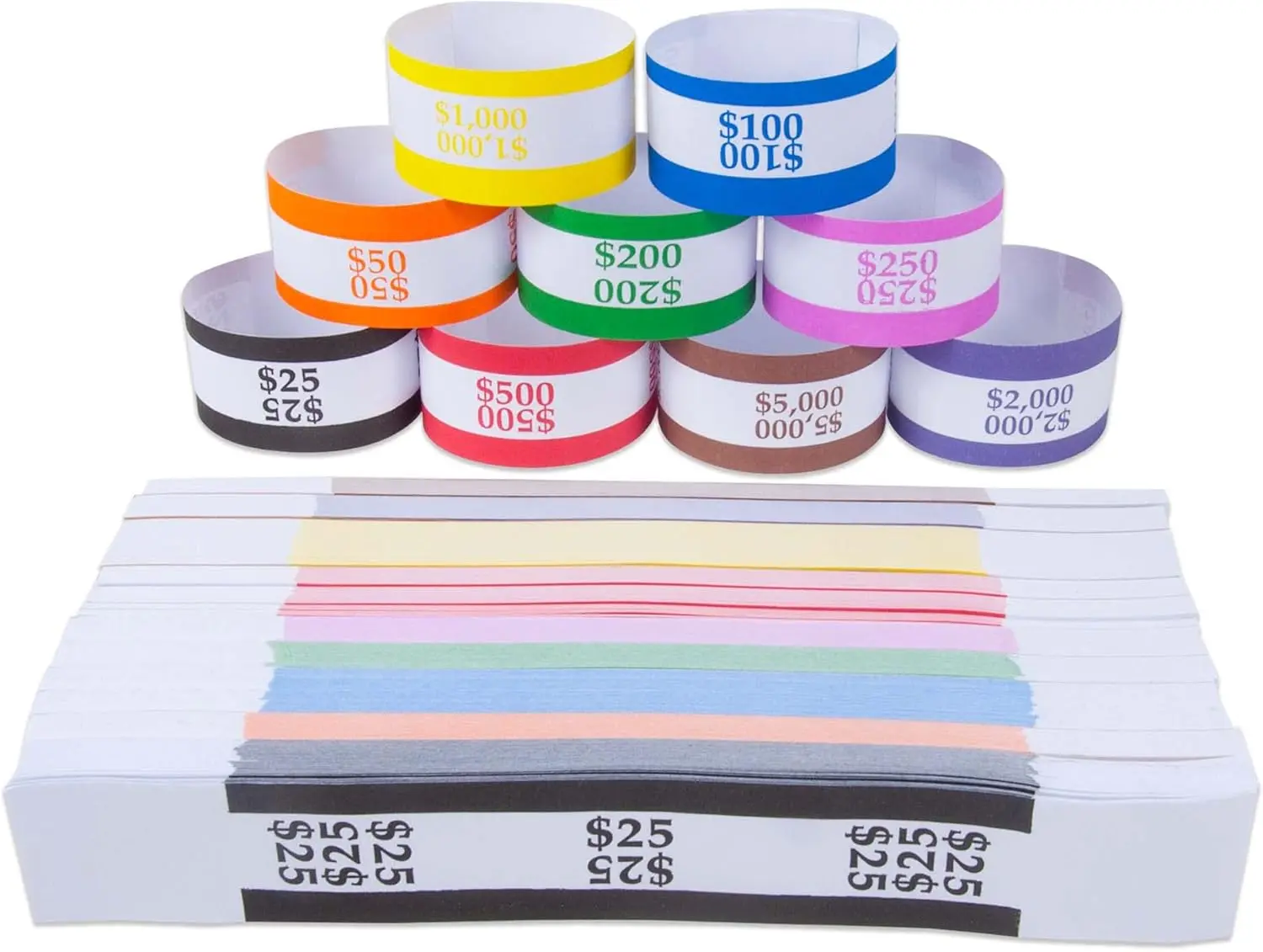 Money Band Bundles Self Sealing Currency Straps for Bill Wrappers