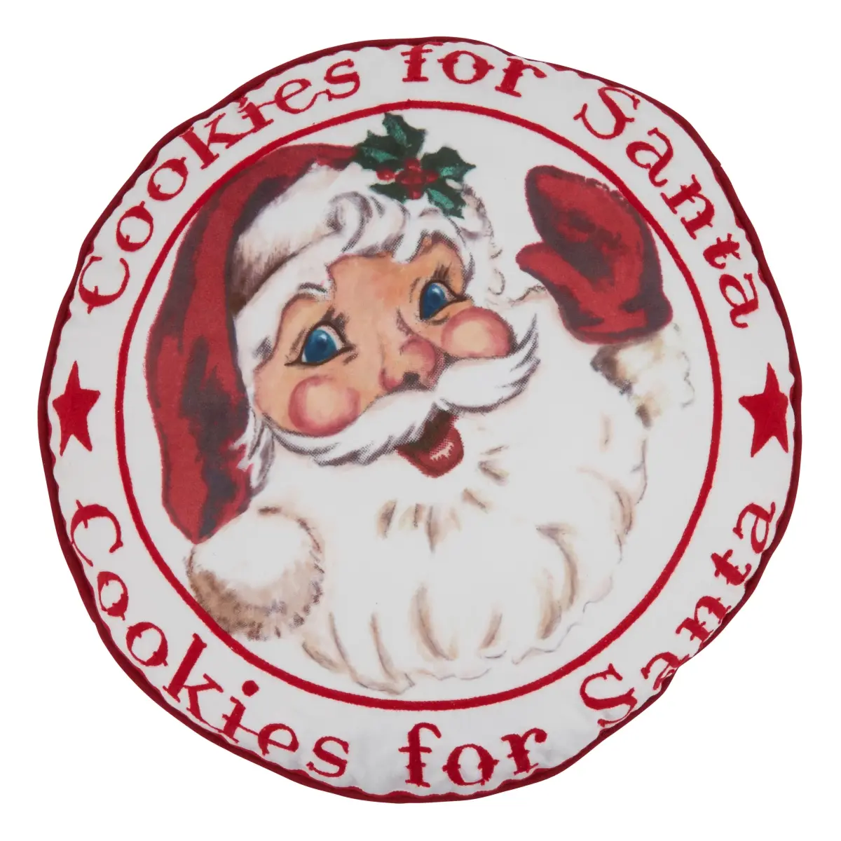 SARO 2217.RW17RP 17 in. Round Red & White Cookies for Santa Poly-Filled Throw Pillow