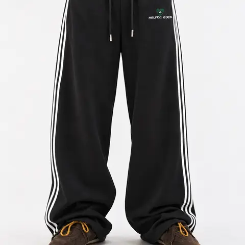 AELFRIC EDEN Women's Casual Cotton Baggy Sweatpants - Retro Plaid Unisex Grunge Wide-Leg Trousers with Double Waistband, Embroidery, Loose Fit Pants, 2000s Aesthetic, 90s Look, Streetwear, Alternative Style, Comfy Basics, Hand Wash Long Bottoms, Fabric, C