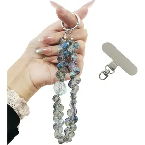 Beaded Phone Wrist Strap, Cellphone Lanyard Chain, Sparkling Wristlet Bracelet, Hands-Free Phone Chain for Women