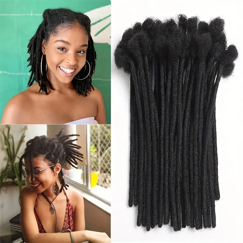 Wholesale Human Hair Dreadlock Extensions - 0.8cm Thick, 12inch, 30 Strands Handmade Unisex Loc Bundles for Female Full Head, Bleachable, Dyeable, Curly, Twistable