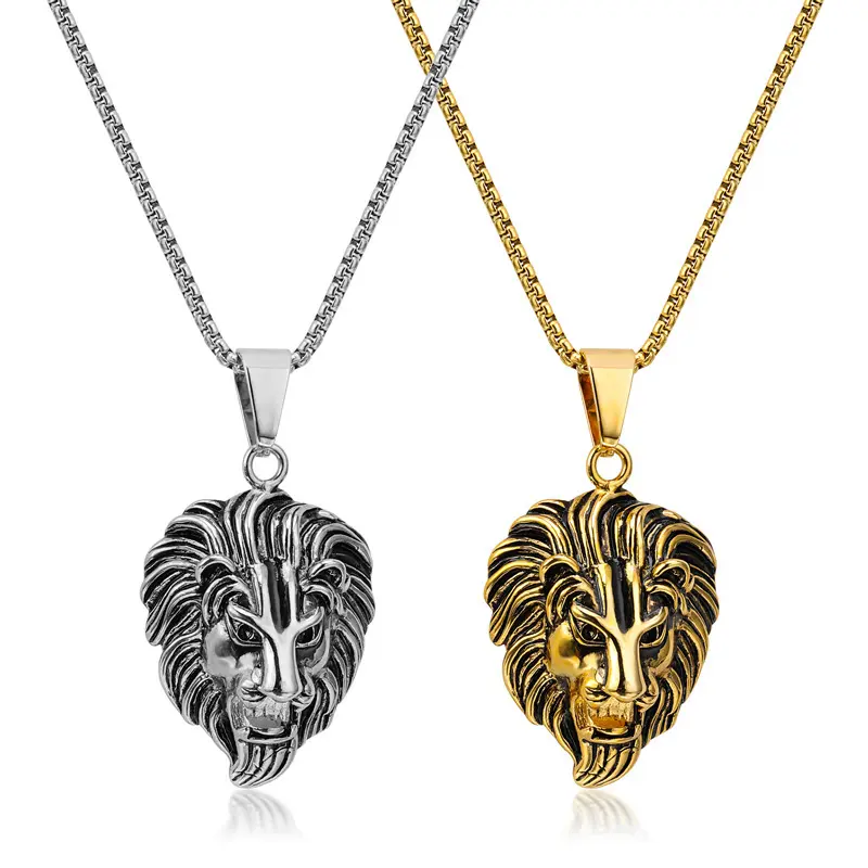 Creative lion head stainless steel necklace titanium steel pendant fashionable versatile necklace