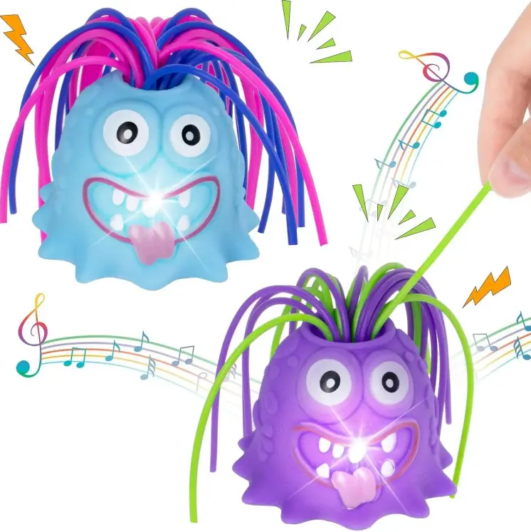 Fidget Toys Hair Pulling Stress Relief Toys withLED Light Differernt Screams NoveltyScreaming Monster Toys for Adults TeensAutism (Blue&Purple, 2P)