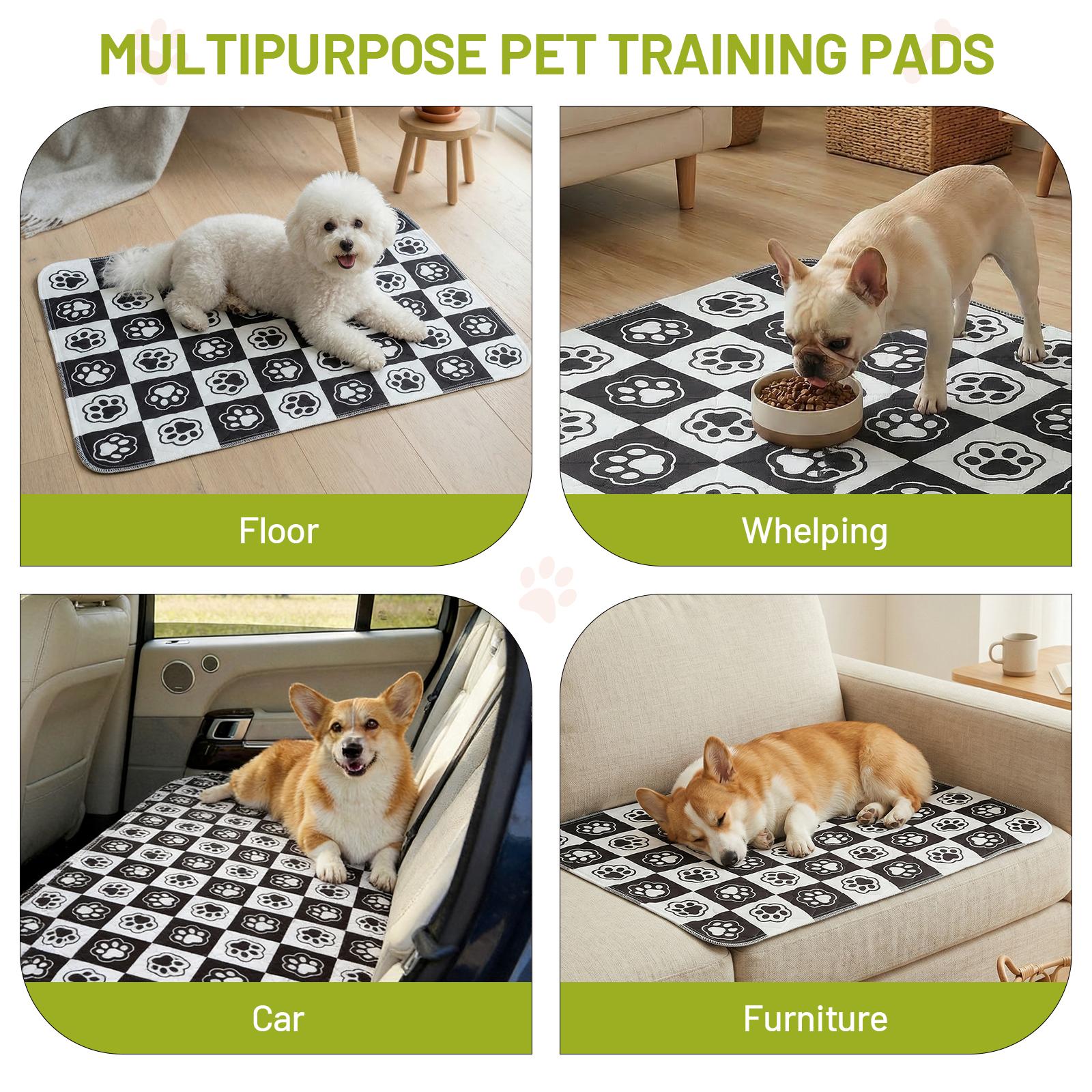 Washable Pee Pads for Dogs, 2-Pack Reusable Absorbent Training Pads for Puppies, Non-Slip Potty Pads, Playpen, Crate, Mattress, Multiple Sizes