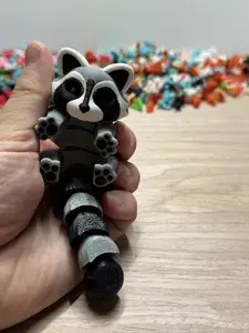 3D Printed Racoon Articulating Fidget Friend - Eco-Friendly PLA Toy for Stress Relief and Office Companion