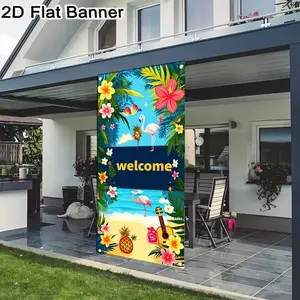 2D flat banner, 1pcTropical Welcome Banner Backdrop, Flamingo Pineapple Beach Decor for Party, Hibiscus & Sky Theme Event Decorationsgalentines party decor, valentine day decor, decorations for valentines day