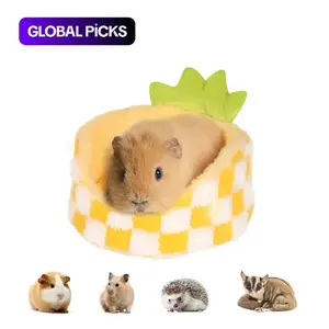 Hamster Bed Rat Bed Guinea Pig Bed Warm Small Animal Bed Hamster Beds Soft Pad 2 in 1 Guinea Pig Hideout Rat Hideout Small Pet Beds for Guinea Pigs, Hamster, Flower-branch mouse, Chinchillas and Other Small Pet Enclosed