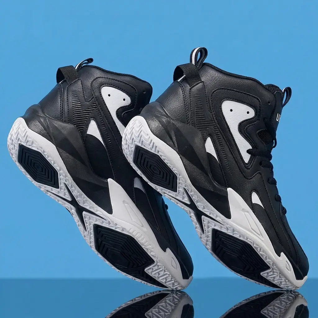 Men's Retro High-Top Basketball Shoes, Breathable Synthetic Leather Casual Trainers with a Shock-Absorbing Midsole and Non-Slip Sole, Basketball-Inspired Casual Trainers