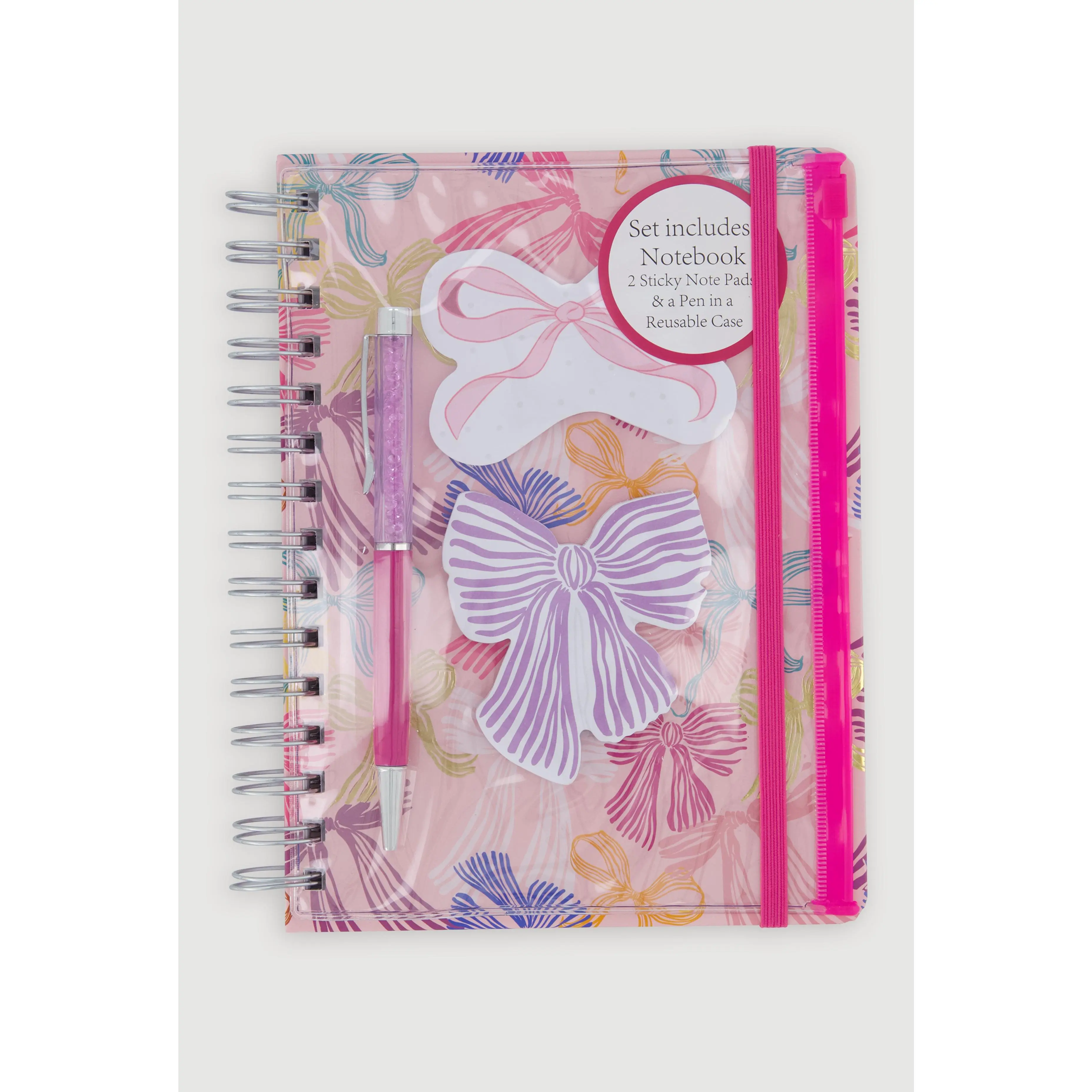 Bow Graphic Print Spiral Notebook Set
