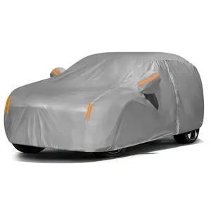 Universal Sedan/SUV Car Cover (170T, Gray/Black) – Zipper & Orange Reflective Strips, All-Weather Outdoor Guard