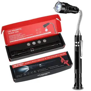 ISUNMEA Magnetic Pickup Tool with LED Flashlight, Extendable Telescoping Magnet Flashlight, Cool Gadget Birthday Gifts Valentines Day Gifts for Men Dad Husband Mechanic Handyman