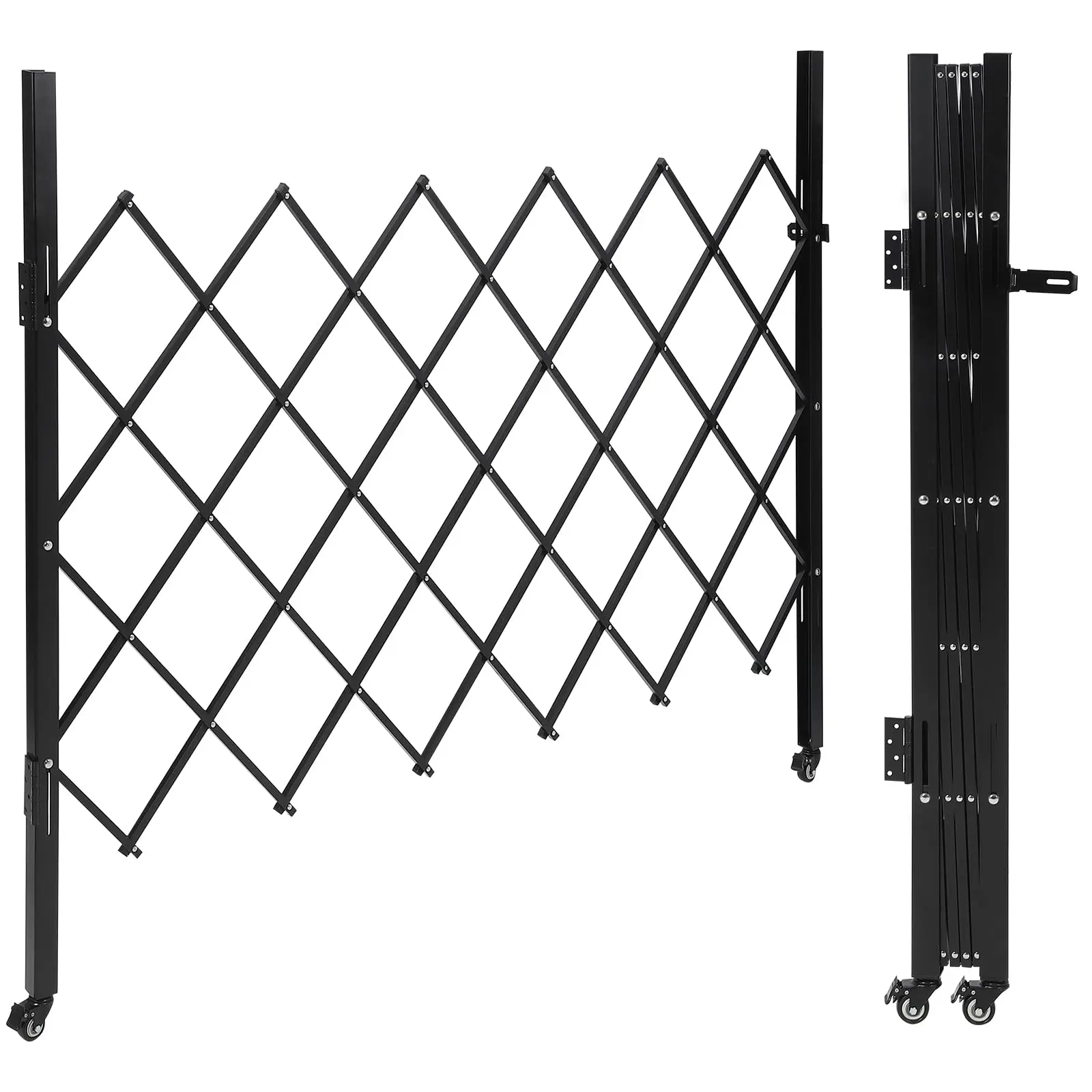 GARVEE Single Folding Security Gate, Steel Accordion Gate, 360° Rolling, Padlock, 61" H x 71" W, Home & Industrial Use
