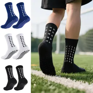 Unisex Youth Football Grip Socks for Soccer, Breathable Cushioned, Non-Slip Silicone Grips, All Seasons Performance Socks for Matches & Workouts, Available in 3, 6, 10 Pairs