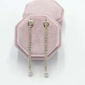 MARACCESORIOS. tennis earrings. aretes de zirconias. gold plated 14 k