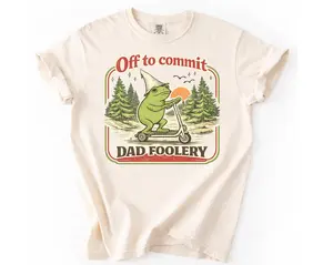 Dad Frog Shirt Off to Commit Dad Foolery TShirt Funny Frog Scooter Gift For Dad Funny Dada Shirt Pregnancy Announcement Tee