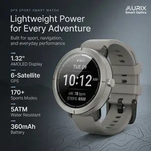 DM76 GPS Sport Smart Watch 1.32 Inch AMOLED HD Round Display 170+ Sports Modes 5ATM Water Resistant Heart Rate Tracking for Outdoor Running and Daily Wear