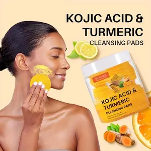 50 Sheets Turmeric Glycolic Acid Face Cleansing Pads Treatment, Balances Skin Oil & Hydration, Deep Pore Cleaning, Removes Excess Keratin