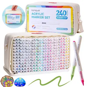24/36/48/60/96/192/240 Colors Acrylic Paint Markers,Soft Brush Nib, Handbags Styles(With Storage Base) Layered Storage Box,Automatic Ink Control,For Glass Stone Metal Wood Plasctic Paper Diy Painting Supplies Art Materials