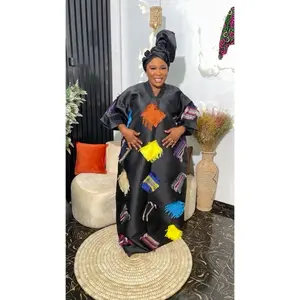Jackie Stylish Micado Bubu Dress With Aso oke patches