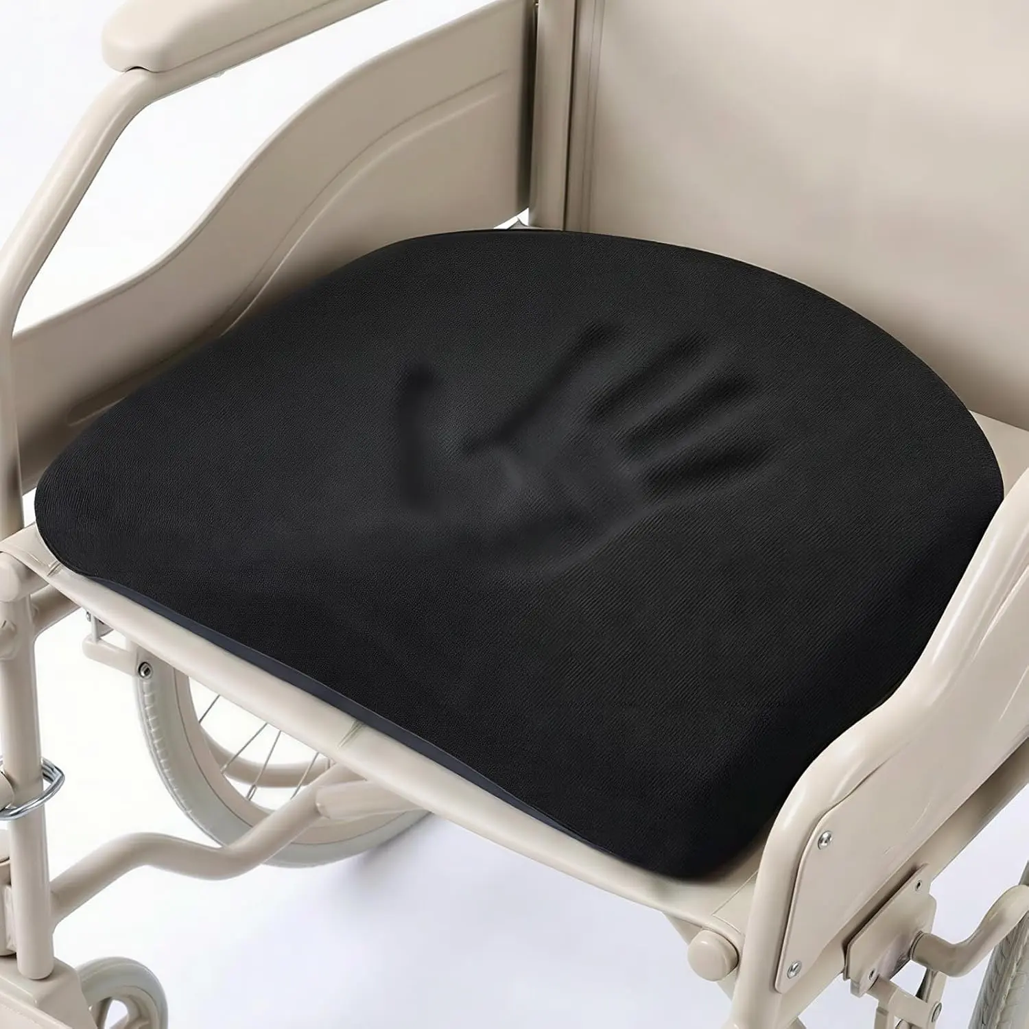 Memory Foam Coccyx Relief Seat Cushion - 16.9”x15.0”x2.2”, Firm Support, Letter Print, PU Leather Base, Removable Washable Cover, Portable Travel-ready Carry Handle, All Seasons, Fits Multiple Chair Types, for Home/Office Use