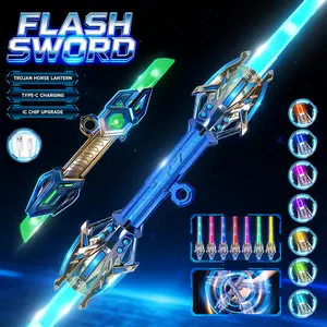 Cool Dual-head Telescopic Retractable Lights Saber Toy, Luminous Blade, Upgrade Version Laser Sword Rotating Decompression Toy, Role-playing Combat, Cool Birthday/Christmas/New Year Gifts for Boys and Girls