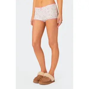 Edikted Women's Shelly Pointelle Printed Micro Shorts