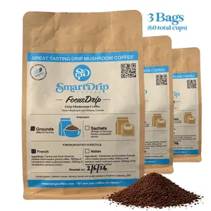 SmartDrip Coffee FocusDrip Grounds - French Roast Bold Coffee Beverage, 3 Bags, 60 Servings
